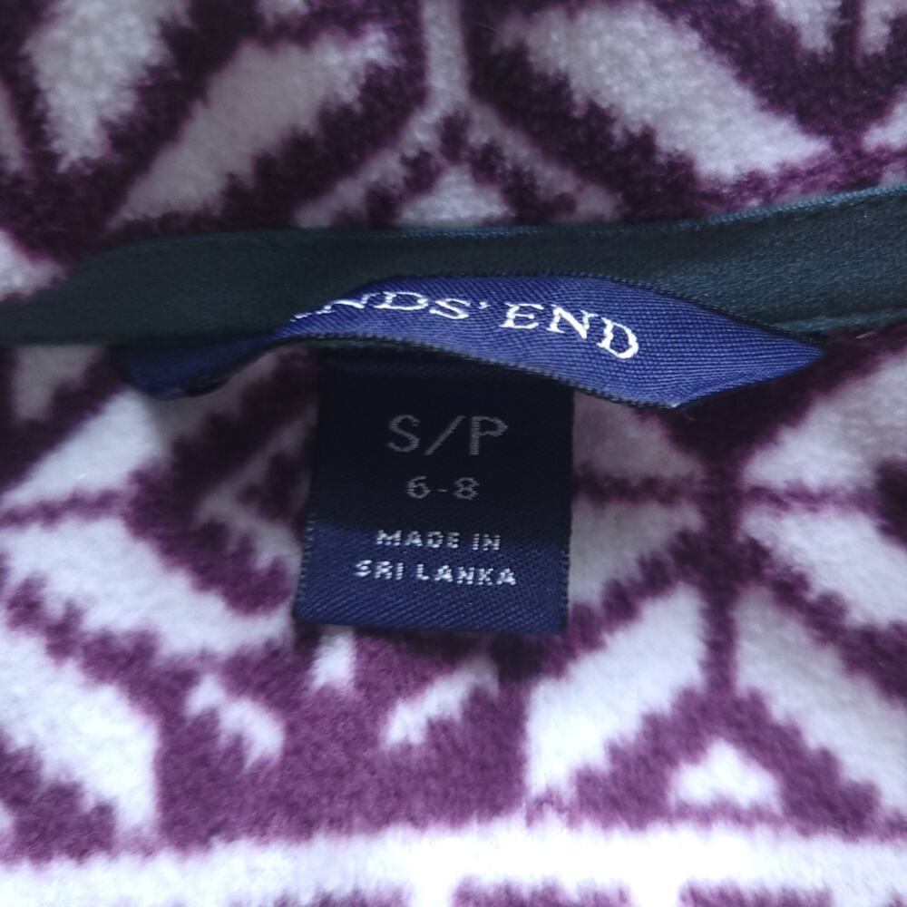 Lands' End ThermaCheck 100 Fleece Jacket Pullover Small 6-8 Snowflake Purple - Picture 4 of 4